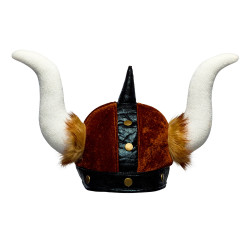 Vikingská prilba s kožušinou a rohmi